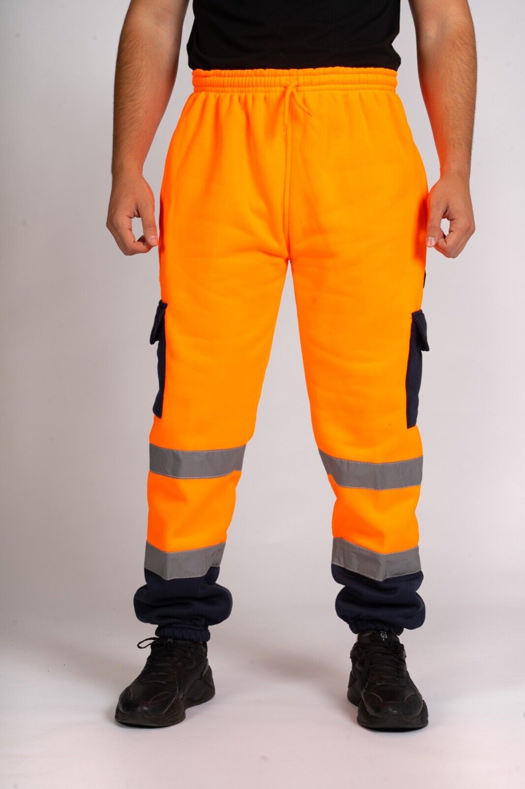 Leo Workwear CT01-O/NV Bideford Superior Hi Vis Trousers Orange / Navy | BK  Safetywear